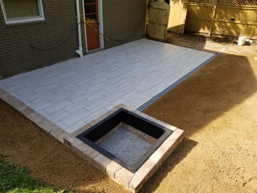Patio with Firepit and Drain